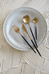 Mid Century Black Gold Minimalist Cutlery Set