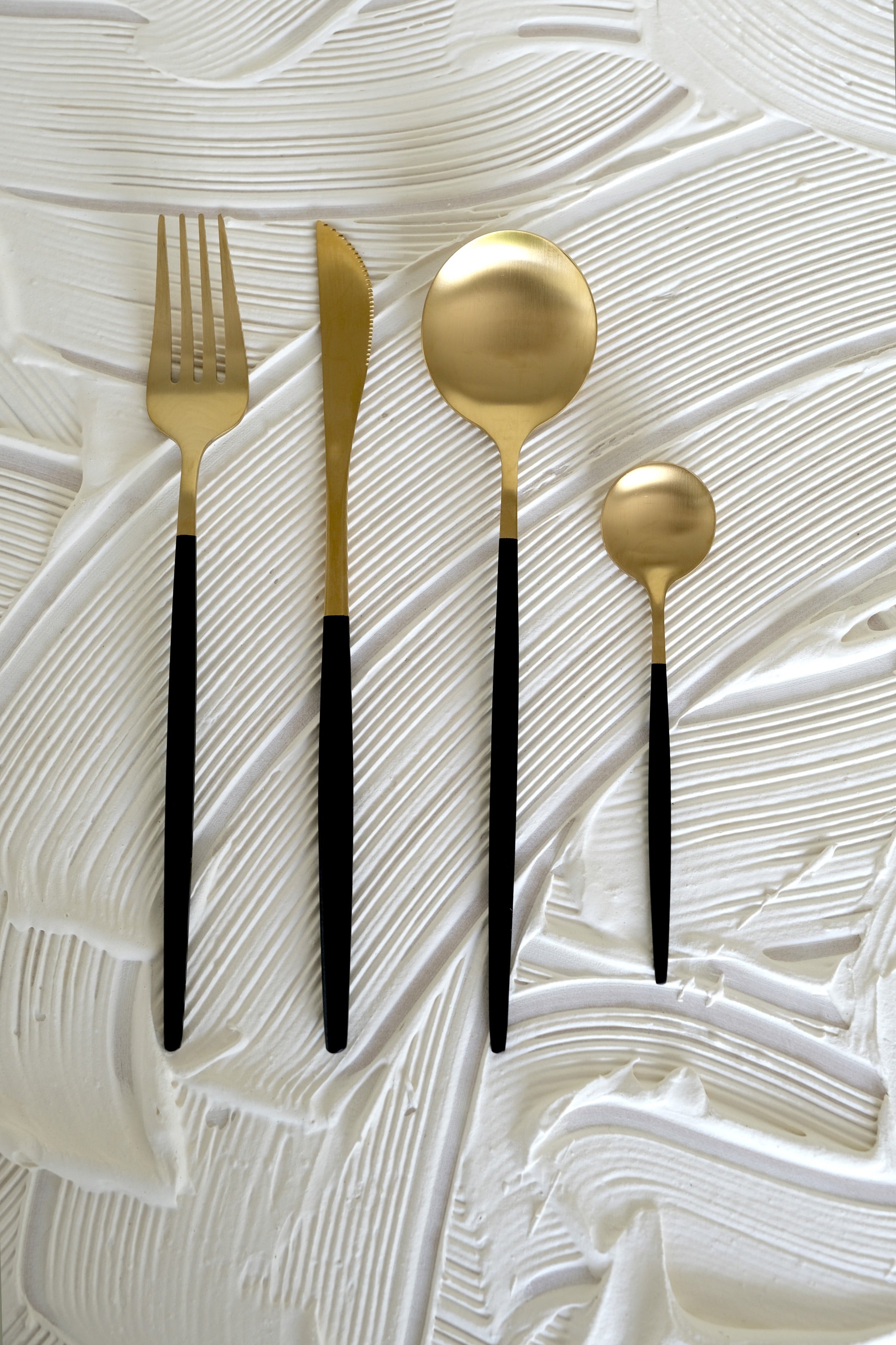 Mid Century Black Gold Minimalist Cutlery Set
