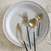 Turquoise Gold Polished Cutlery Flatware Set
