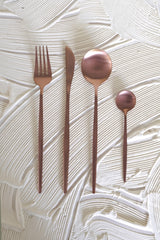 Mid Century Matte Copper Rose Gold Cutlery Set