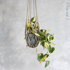 Macrame Brass Hanging Planter