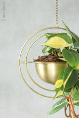 Celestial Round Brass Hanging Planter