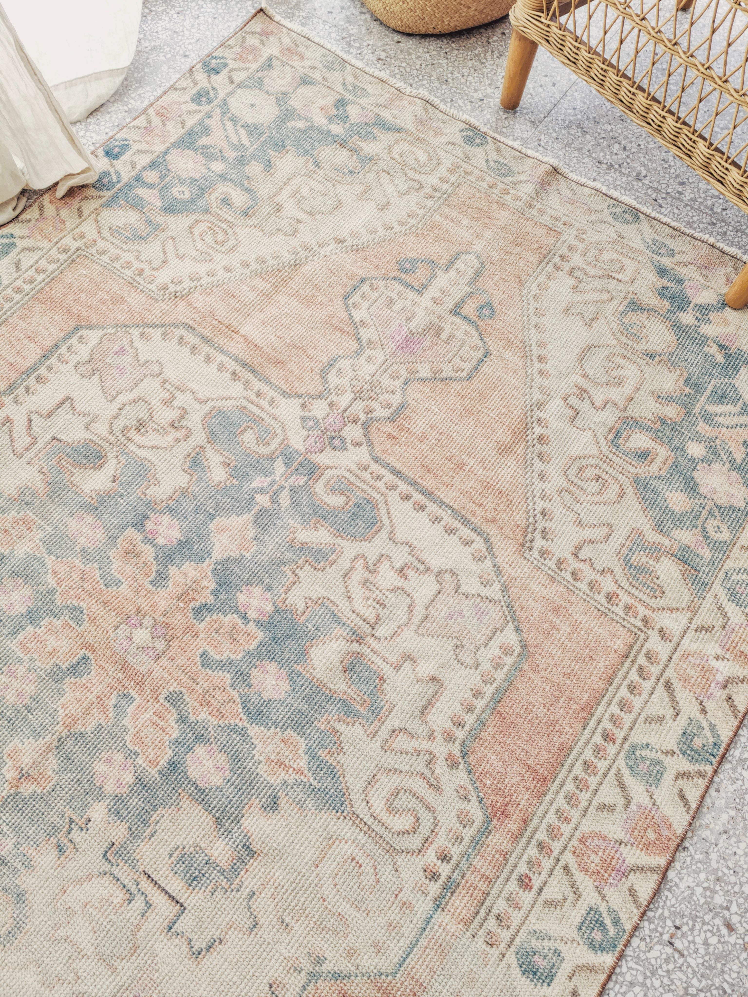 Cira Faded Washed Peach Turkish One of A Kind Accent Rug
