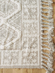 Phalosa Ivory Soft Grey Kilim Wool Rug
