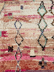Aimee Blush Pink Abstract Boujad One Of A Kind Moroccan Rug - Lustere Living