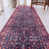 Aisa Burgundy Red Deep Blue Floral Oriental Runner Rug - Lustere Living