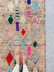 Alam Abstract One of a Kind Multicoloured Moroccan Wool Runner Rug - Lustere Living