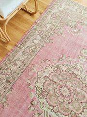 Alarna Faded Pink Medallion One of A Kind Turkish Area Rug - Lustere Living