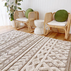 Alora Beige Ivory Textured Tribal Bohemian Rug - Lustere Living