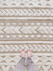 Alora Beige Ivory Textured Tribal Bohemian Rug - Lustere Living