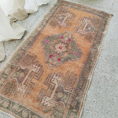 Amelia Faded Peach Turkish One of A Kind Door Mat Rug - Lustere Living