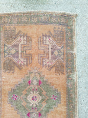 Amelia Faded Peach Turkish One of A Kind Door Mat Rug - Lustere Living