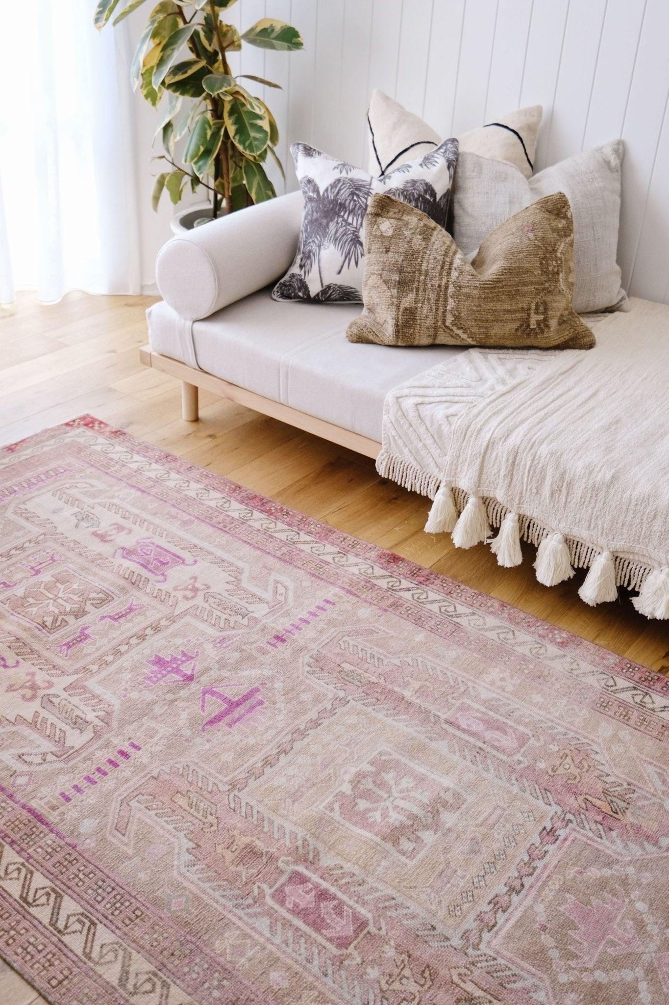 Amina Muted Blush Faded Beige Turkish One of A Kind Accent Runner Rug - Lustere Living
