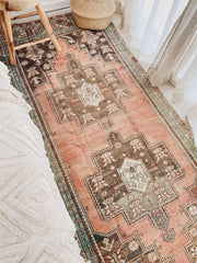 Amuta Sea Foam Peach Turkish One of A Kind Accent Runner Rug - Lustere Living