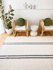 Ariel Neutral Soft Ivory Grey Wool Flat Woven Rug - Lustere Living