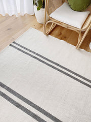Ariel Neutral Soft Ivory Grey Wool Flat Woven Rug - Lustere Living