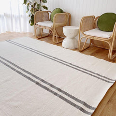 Ariel Neutral Soft Ivory Grey Wool Flat Woven Rug - Lustere Living