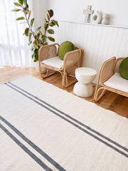 Ariel Neutral Soft Ivory Grey Wool Flat Woven Rug - Lustere Living