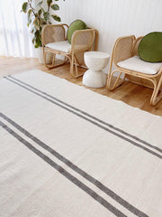 Ariel Neutral Soft Ivory Grey Wool Flat Woven Rug - Lustere Living