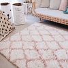 Bela Baby Pink Shag Moroccan Trellis Rug 122X183CM - Lustere Living