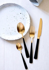 Black Gold Minimalist Cutlery Set - Lustere Living