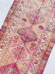 Brisa Faded Blush Pink Ochre Handwoven Turkish Hallway Runner Rug - Lustere Living