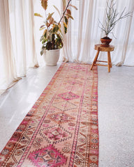 Brisa Faded Blush Pink Ochre Handwoven Turkish Hallway Runner Rug - Lustere Living