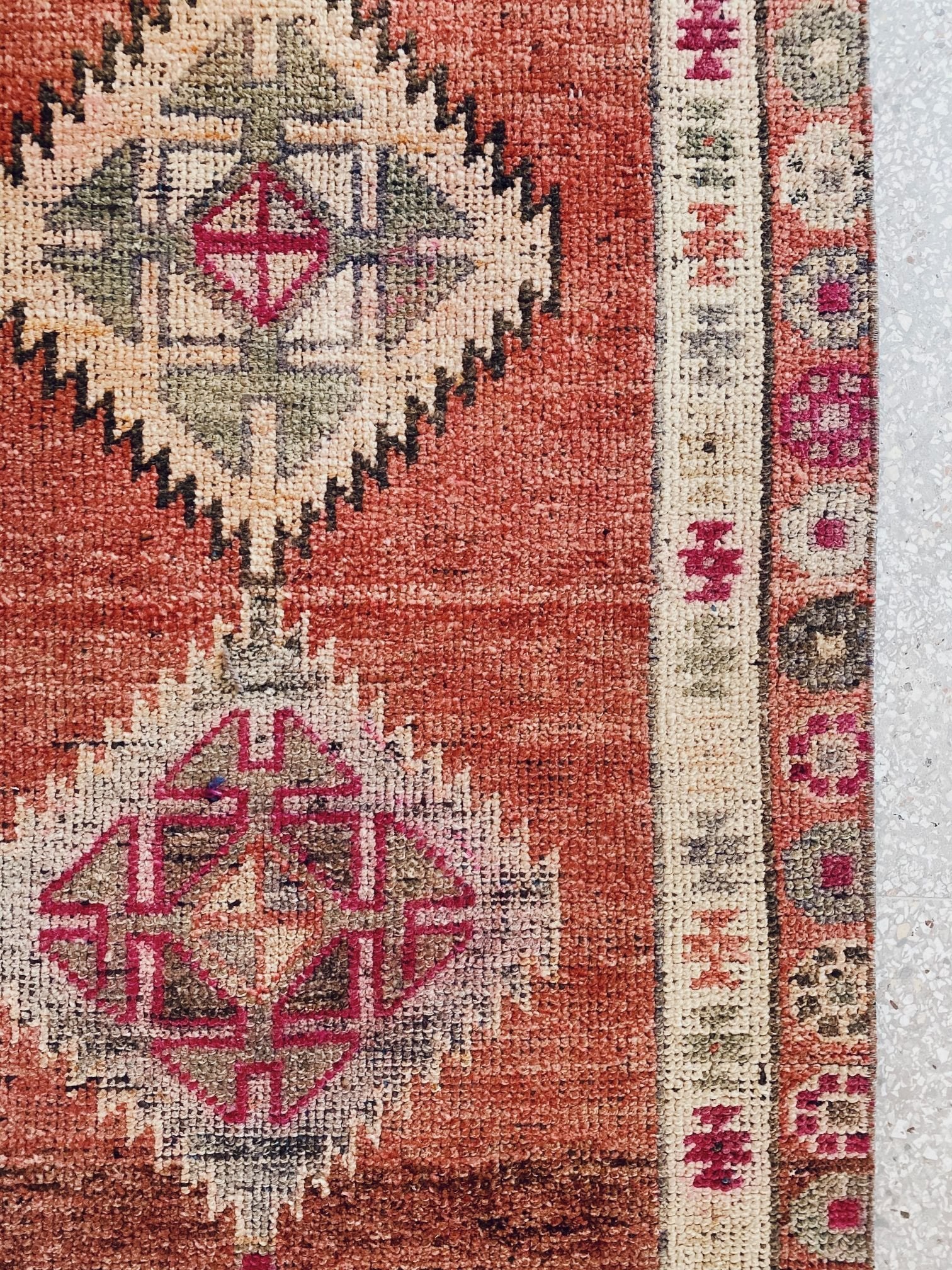 Cana Washed Coral Blush Turkish One of A Kind Accent Runner Rug - Lustere Living