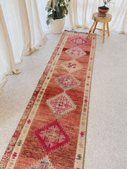 Cana Washed Coral Blush Turkish One of A Kind Accent Runner Rug - Lustere Living
