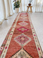 Cana Washed Coral Blush Turkish One of A Kind Accent Runner Rug - Lustere Living