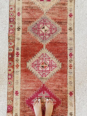 Cana Washed Coral Blush Turkish One of A Kind Accent Runner Rug - Lustere Living