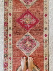 Cana Washed Coral Blush Turkish One of A Kind Accent Runner Rug - Lustere Living