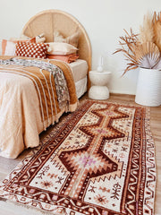 Candice Earthy Brown Celestial Pink Turkish Bohemian Accent Rug - Lustere Living