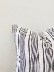 Carla White Grey Stripe Linen Cushion Cover - Lustere Living