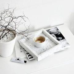 Carrara Square Marble Tray - Lustere Living