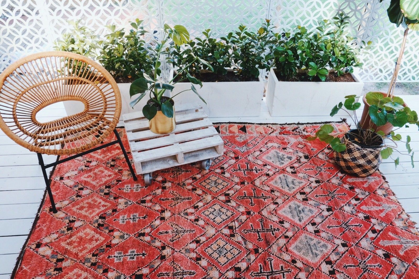 Casbah Vintage Crimson Moroccan Wool Rug - Lustere Living