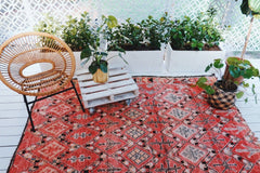 Casbah Vintage Crimson Moroccan Wool Rug - Lustere Living