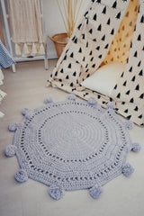 Crochet Handmade Knit Round Play Mat 80CM ( Grey / Blue / Pink ) - Lustere Living
