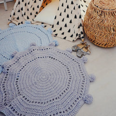Crochet Handmade Knit Round Play Mat 80CM ( Grey / Blue / Pink ) - Lustere Living