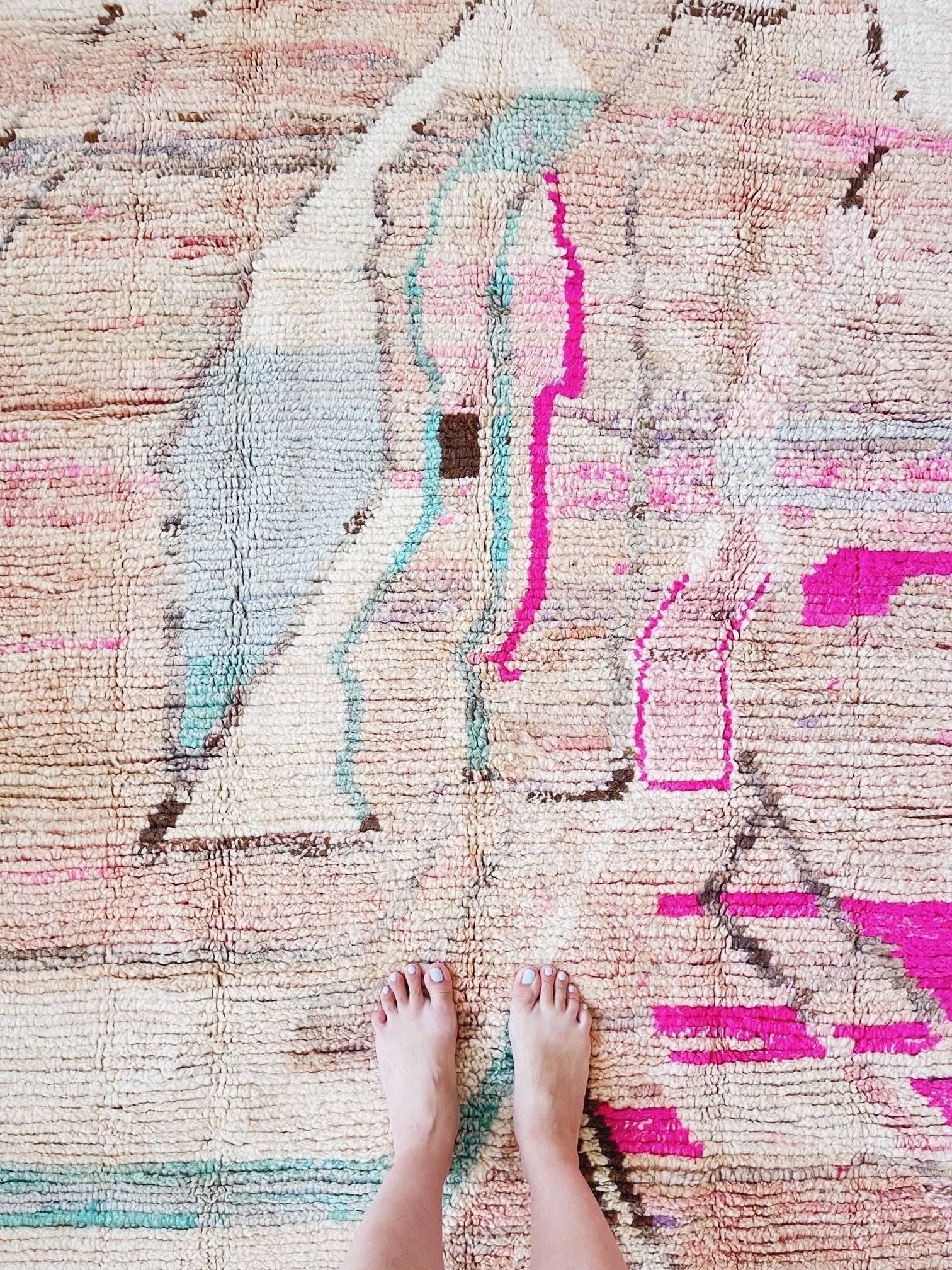 Daria Abstract Blush Moroccan Area Wool Rug - Lustere Living