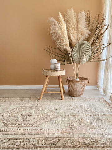 Delmar Faded Soft Taupe Blush Turkish One of A Kind Accent Rug - Lustere Living