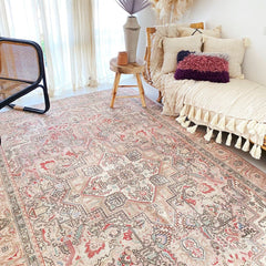 Elena Blush Oatmeal Faded One of A Kind Turkish Rug - Lustere Living