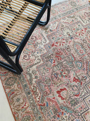 Elena Blush Oatmeal Faded One of A Kind Turkish Rug - Lustere Living