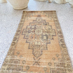 Elle Mini Faded Peach Turkish One of A Kind Door Mat Rug - Lustere Living