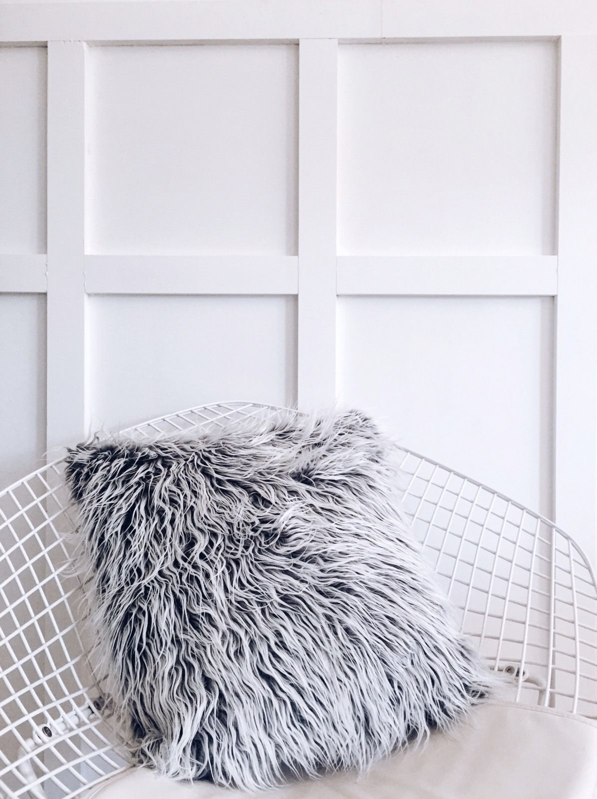 Grey Mongolian Faux Fur Cushion Cover - Lustere Living
