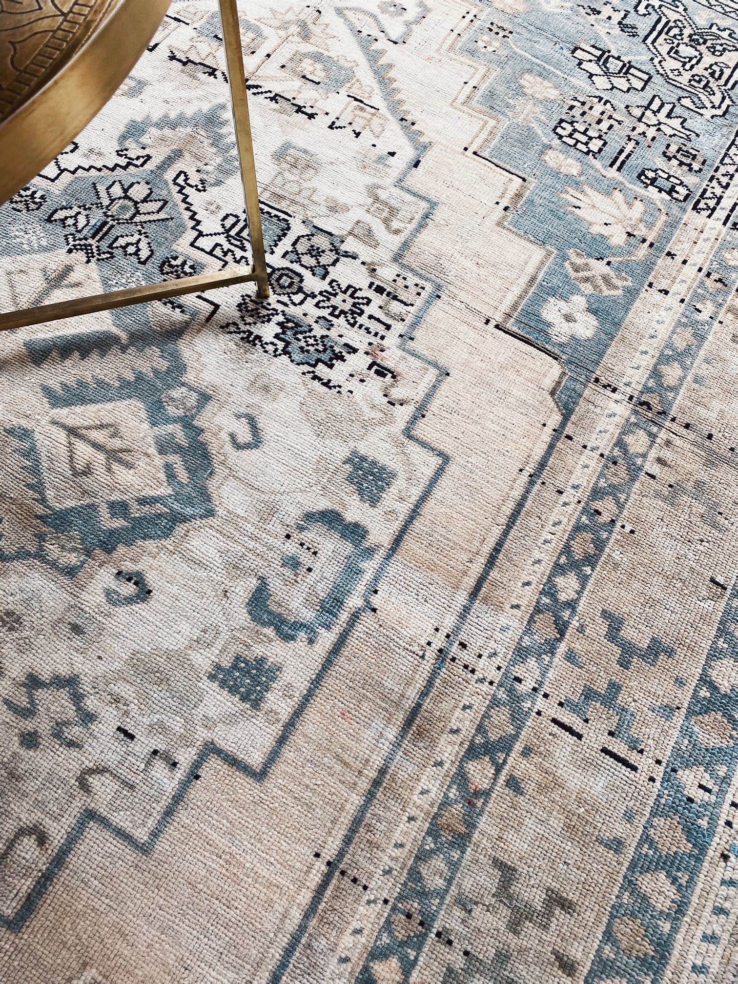 Hanif Washed Grey Soft Steel Blue One of A Kind Turkish Rug - Lustere Living