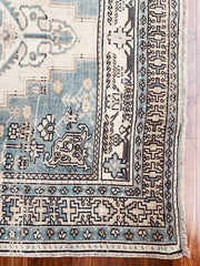 Hanif Washed Grey Soft Steel Blue One of A Kind Turkish Rug - Lustere Living