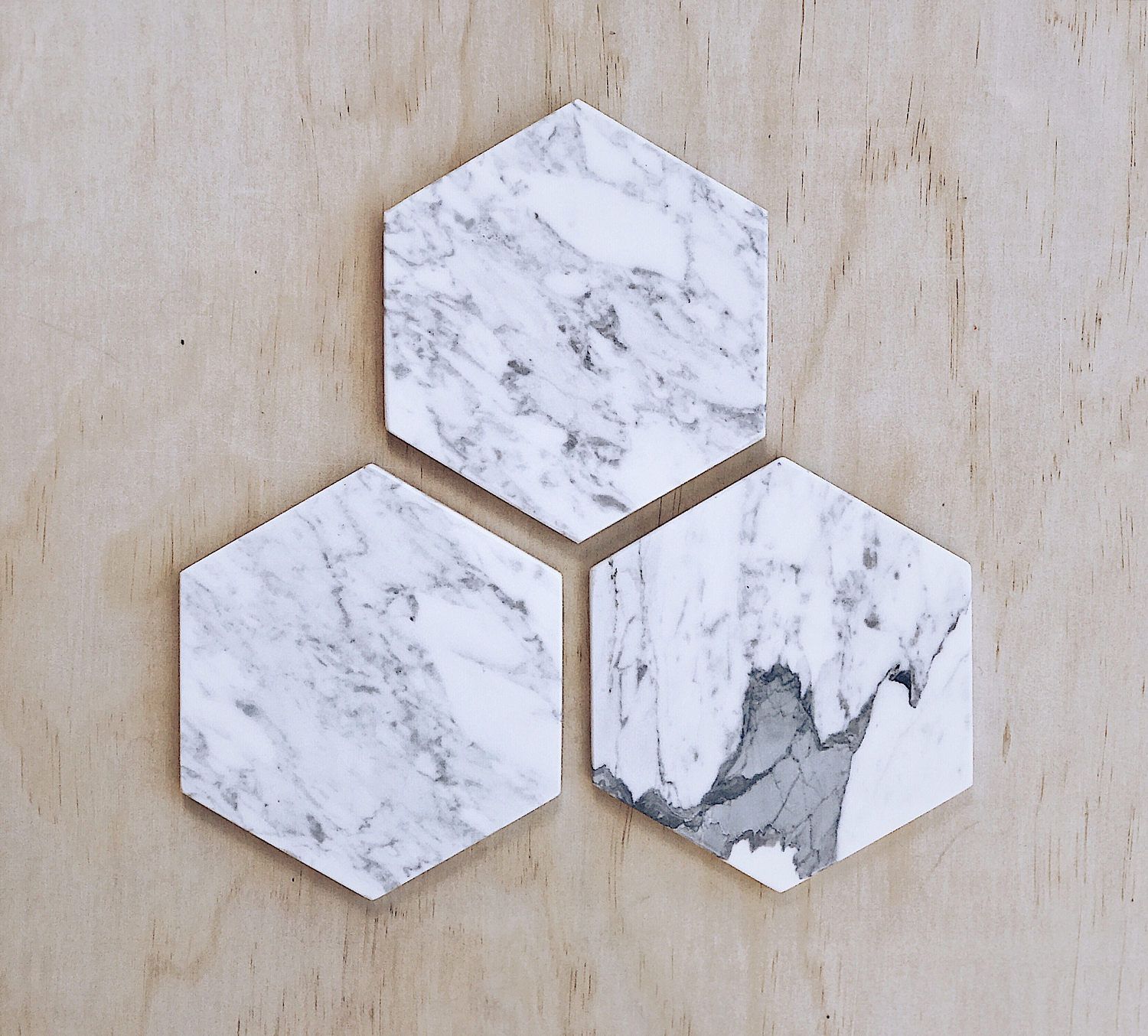 Hexagonal Carrara Handmade Marble Coaster - Lustere Living