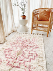 Ilsa Ivory Pink Tribal One Of A Kind Moroccan Runner Rug - Lustere Living