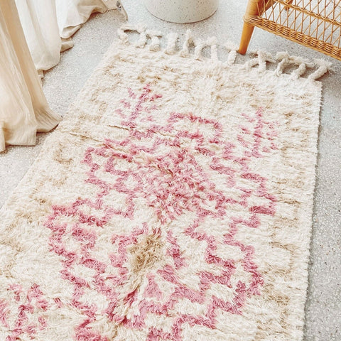 Ilsa Ivory Pink Tribal One Of A Kind Moroccan Runner Rug - Lustere Living